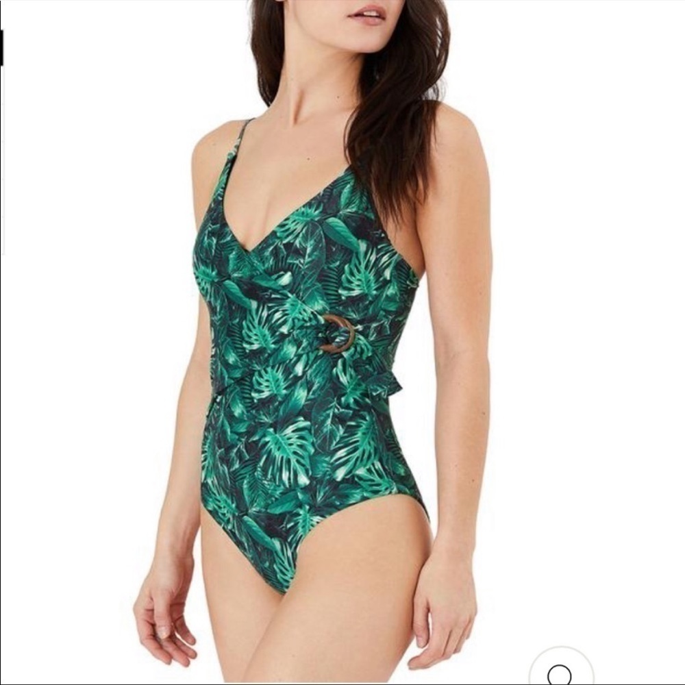 Onia rainforest black green pattern one piece swimsuit medium NWOT